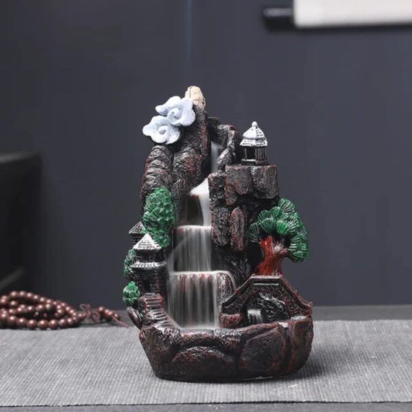 Best Home Decor New Resin Mountain Censer Waterfall Incense Burner with Ceramic Cones Gift for Tea Lovers